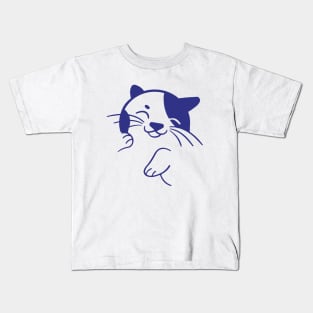 Blue cat artist Kids T-Shirt